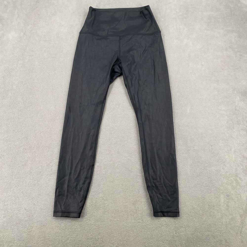 CRZ YOGA Womens High Waisted Faux Leather Leggings Black 7/8 Length Small